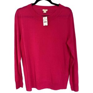 J.Crew Factory Merino Wool Pink Rib Knit Fitted Sweater Large